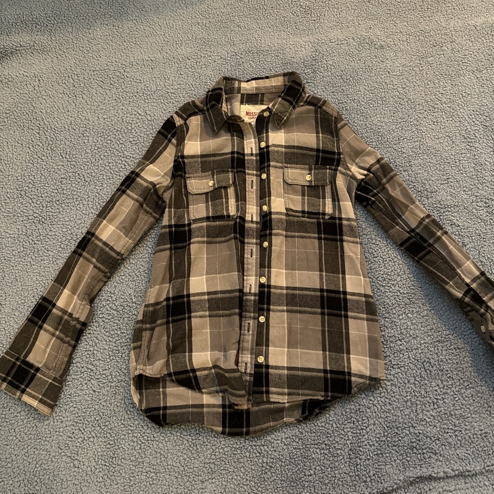 Mossimo Supply Co. Black and Gray Plaid Button Down Shirt
